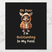Oh Deer Outstanding In My Field Funny Humor  Wijn Etiket (Enkel label)