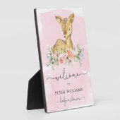 Oh Deer Pink Baby shower Welkomstbord Fotoplaat (Zijkant)