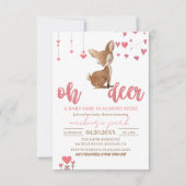 Oh Deer Pink en Tan Baby shower Uitnodiging (Voorkant)