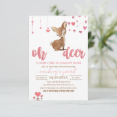 Oh Deer Pink en Tan Baby shower Uitnodiging (Staand voorkant)