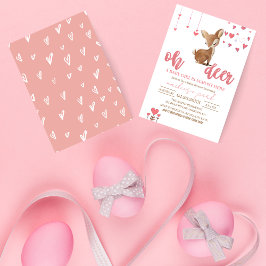 Oh Deer Pink en Tan Baby shower Uitnodiging