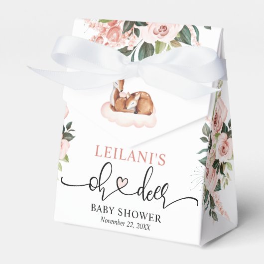 Oh Deer Pink Floral Baby shower Bedankdoosjes (Voorkant Zijde)