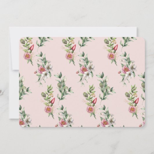 Oh Deer Pink Floral Girl Foto 1e verjaardag Kaart (Achterkant)