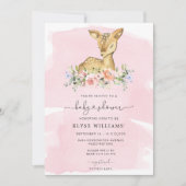 Oh Deer Pink Girl Baby shower Uitnodiging (Voorkant)