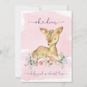 Oh Deer Pink Girl Baby shower Uitnodiging (Achterkant)