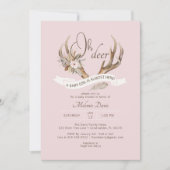 Oh Deer Pink Woodland Baby shower Uitnodiging - Bo (Voorkant)