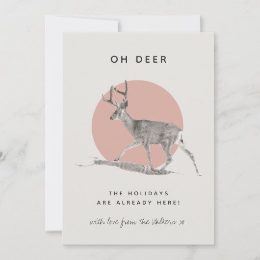Oh Deer Prettige feestdagen minimalistische modern Feestdagenkaart (Voorkant)