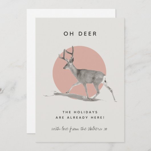 Oh Deer Prettige feestdagen minimalistische modern Feestdagenkaart (Voorkant / Achterkant)