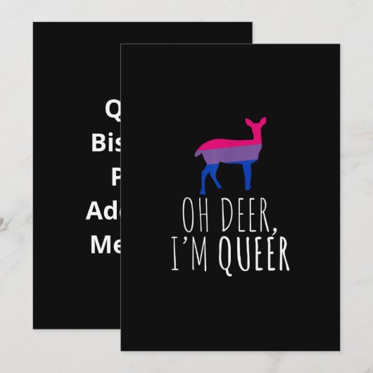 Oh Deer Queer Bisexual Pride Gay Flat Holiday Card Feestdagenkaart (Voorkant / Achterkant)