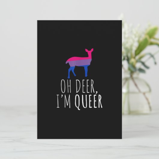Oh Deer Queer Bisexual Pride Gay Flat Holiday Card Feestdagenkaart (Staand voorkant)