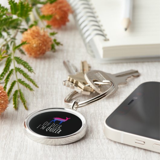 Oh Deer Queer Bisexual Pride Gay Lesbian Design  Sleutelhanger (Zijkant)