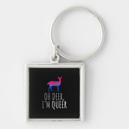 Oh Deer Queer Bisexual Pride Gay Lesbian Design  Sleutelhanger (Voorkant)