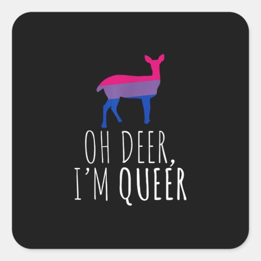Oh Deer Queer Bisexual Pride Gay Lesbian Design  Vierkante Sticker (Voorkant)