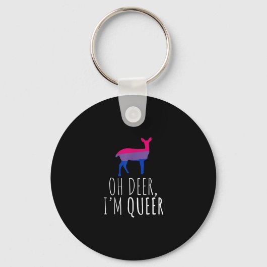 Oh Deer Queer Bisexual Pride Gay Lesbian DKeychain Sleutelhanger (Voorkant)