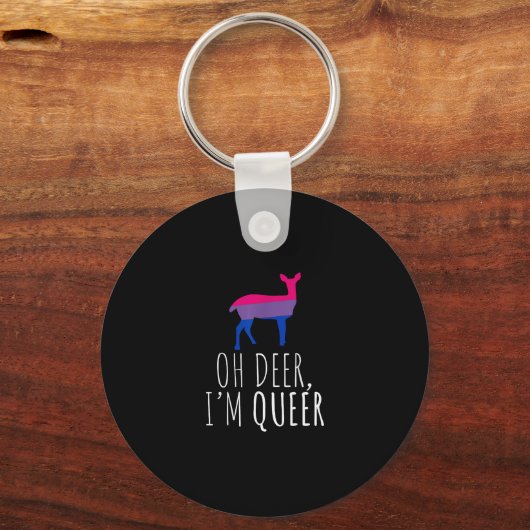 Oh Deer Queer Bisexual Pride Gay Lesbian DKeychain Sleutelhanger (Voorkant)