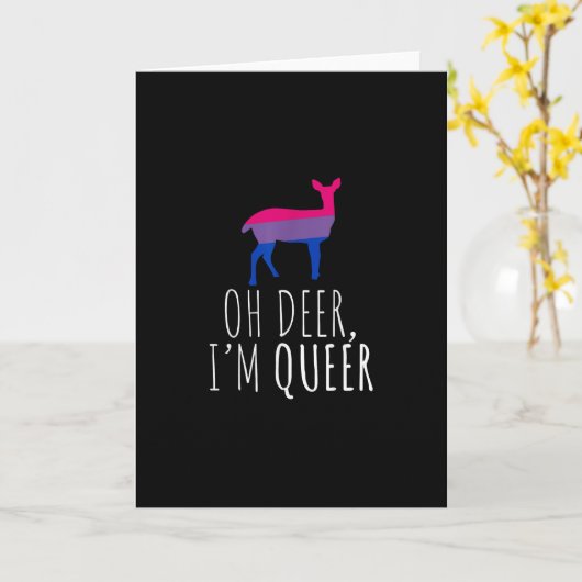 Oh Deer Queer Bisexual Pride GFolded Greeting Card Kaart (Gele Bloem)