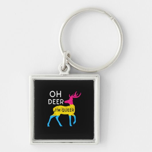 Oh Deer Queer Colorful Pride Flag Celebration  Sleutelhanger (Voorkant)