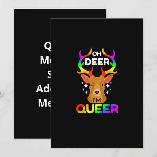 Oh Deer Queer Creative Modern Style Feestdagenkaart (Voorkant / Achterkant)