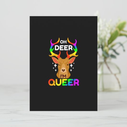 Oh Deer Queer Creative Modern Style Feestdagenkaart (Staand voorkant)