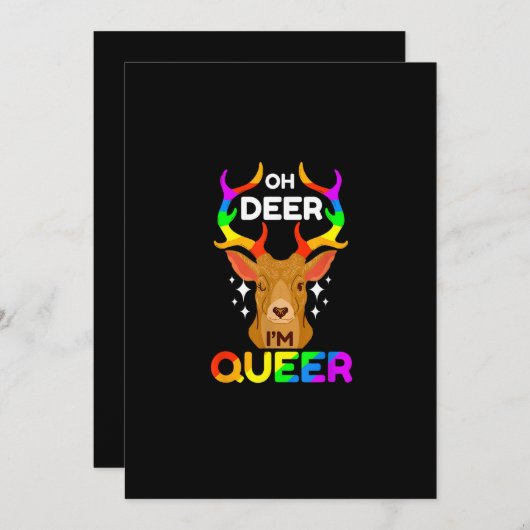Oh Deer Queer Creative Modern Style Feestdagenkaart (Voorkant / Achterkant)