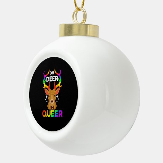 Oh Deer Queer Funny LGBTQ Pride Awareness  Keramische Bal Ornament (Rechts)