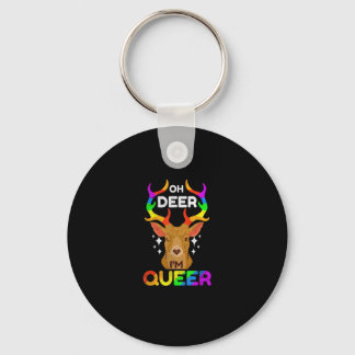 Oh Deer Queer Funny LGBTQ Pride Awareness Keychain