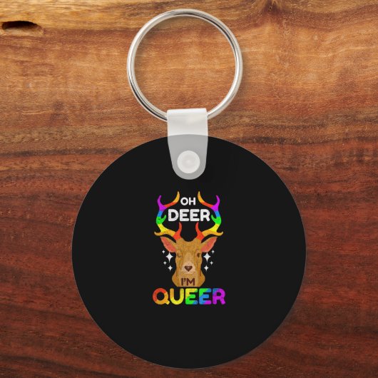 Oh Deer Queer Funny LGBTQ Pride Awareness Keychain (Voorkant)