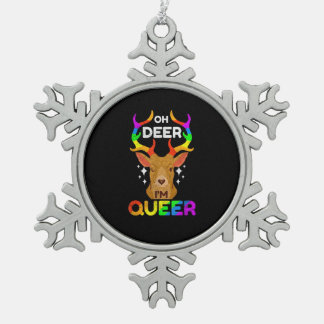 Oh Deer Queer Funny LGBTQ Pride Awareness  Tin Sneeuwvlok Ornament