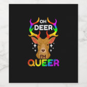 Oh Deer Queer Funny LGBTQ Pride Awareness  Wijn Etiket (Enkel label)