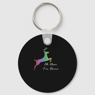 Oh Deer Queer Funny Pun LGBT Pride CelebraKeychain Sleutelhanger