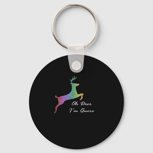 Oh Deer Queer Funny Pun LGBT Pride CelebraKeychain Sleutelhanger (Voorkant)