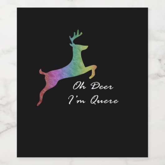 Oh Deer Queer Funny Pun LGBT Pride Celebration  Wijn Etiket (Enkel label)