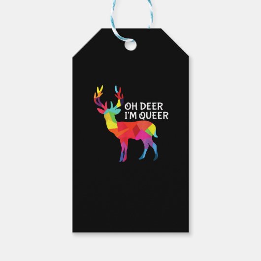 Oh Deer Queer Funny Pun LGBT Pride Design Cadeaulabel (Voorkant)