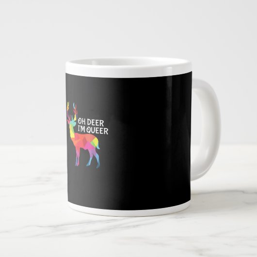 Oh Deer Queer Funny Pun LGBT Pride Design Grote Koffiekop (Voorkant rechts)