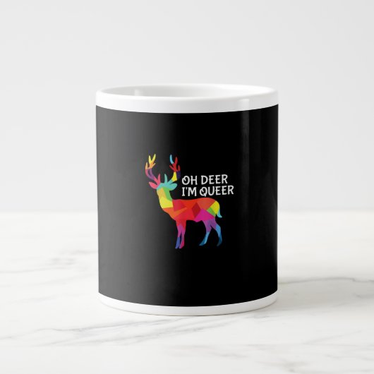 Oh Deer Queer Funny Pun LGBT Pride Design Grote Koffiekop (Voorkant)