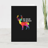 Oh Deer Queer Funny Pun LGBT Pride Design Kaart (Voorkant)