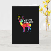 Oh Deer Queer Funny Pun LGBT Pride Design Kaart (Gele Bloem)