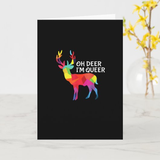 Oh Deer Queer Funny Pun LGBT Pride Design Kaart (Gele Bloem)