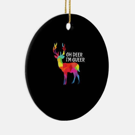 Oh Deer Queer Funny Pun LGBT Pride Design Keramisch Ornament (Rechts)