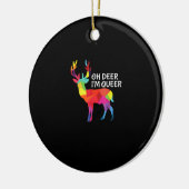 Oh Deer Queer Funny Pun LGBT Pride Design Keramisch Ornament (Links)