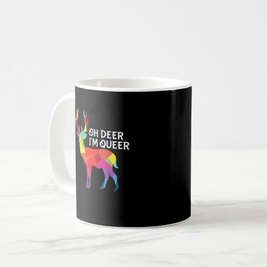 Oh Deer Queer Funny Pun LGBT Pride Design Koffiemok (Voorkant links)