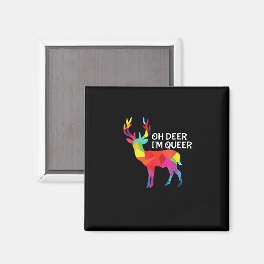 Oh Deer Queer Funny Pun LGBT Pride Design Magneet (Voorkant / Achterkant)