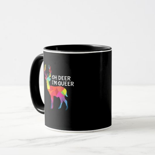 Oh Deer Queer Funny Pun LGBT Pride Design Mok (Voorkant links)