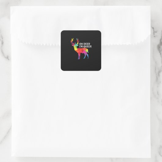 Oh Deer Queer Funny Pun LGBT Pride Design Vierkante Sticker (Tas)