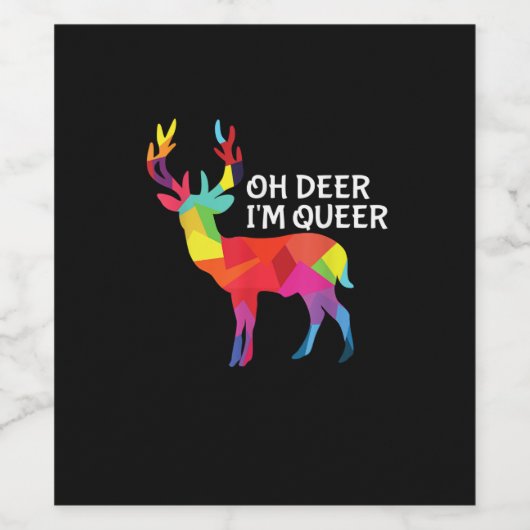 Oh Deer Queer Funny Pun LGBT Pride Design Wijn Etiket (Enkel label)