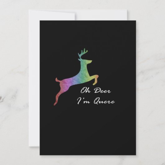 Oh Deer Queer Funny Pun LGBT PridFlat Holiday Card Feestdagenkaart (Voorkant)