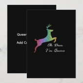 Oh Deer Queer Funny Pun LGBT PridFlat Holiday Card Feestdagenkaart (Voorkant / Achterkant)