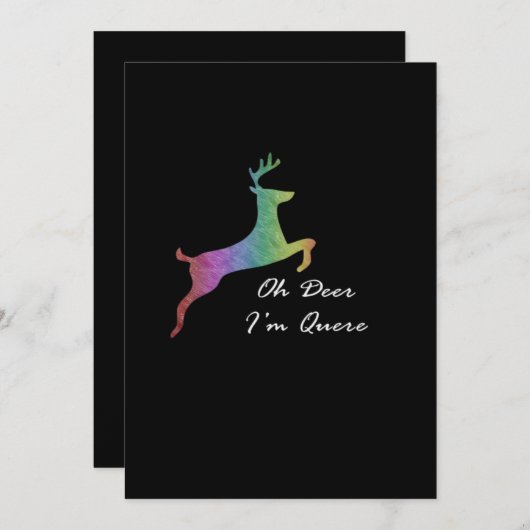 Oh Deer Queer Funny Pun LGBT PridFlat Holiday Card Feestdagenkaart (Voorkant / Achterkant)