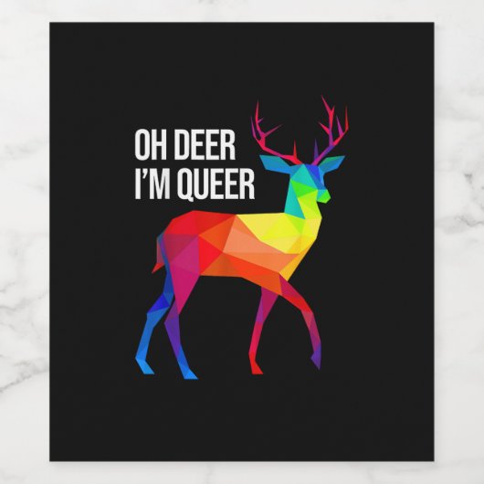 Oh Deer Queer LGBT Pride Celebration Design  Wijn Etiket (Enkel label)