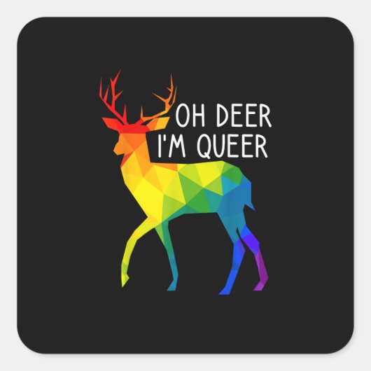 Oh Deer Queer LGBTQ Pride Celebration Month  Vierkante Sticker (Voorkant)